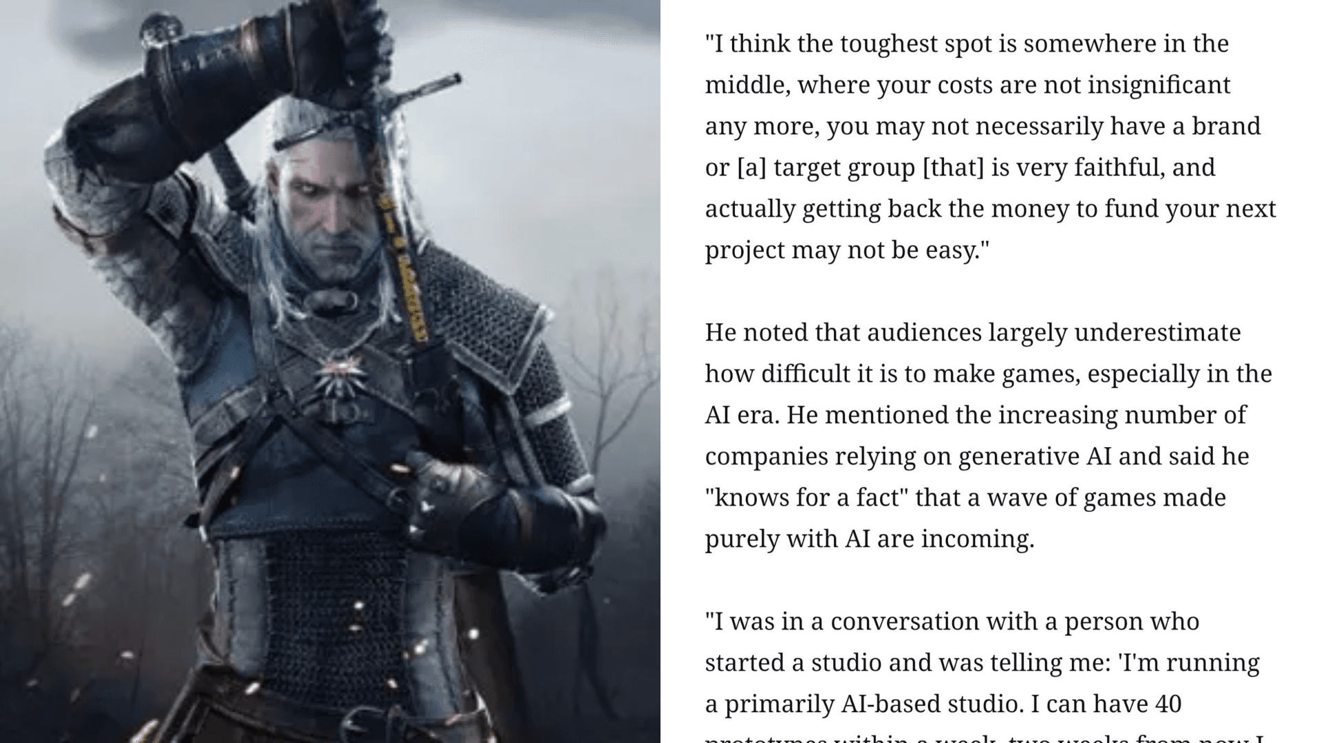 El co-CEO de CD Projekt Red asegura que viene una ola de juegos hechos completamente con IA